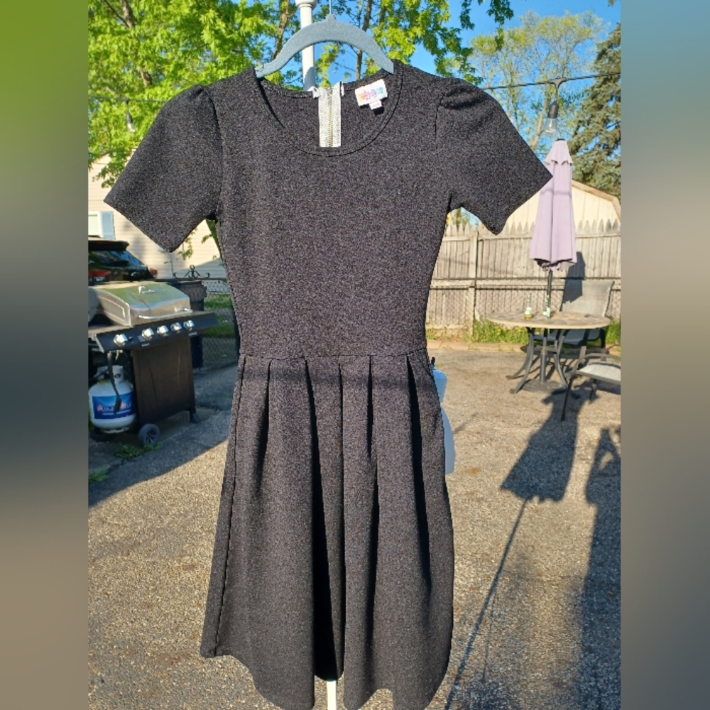 LuLaRoe Black Fit and Flare Midi Dress with Scoop Neck